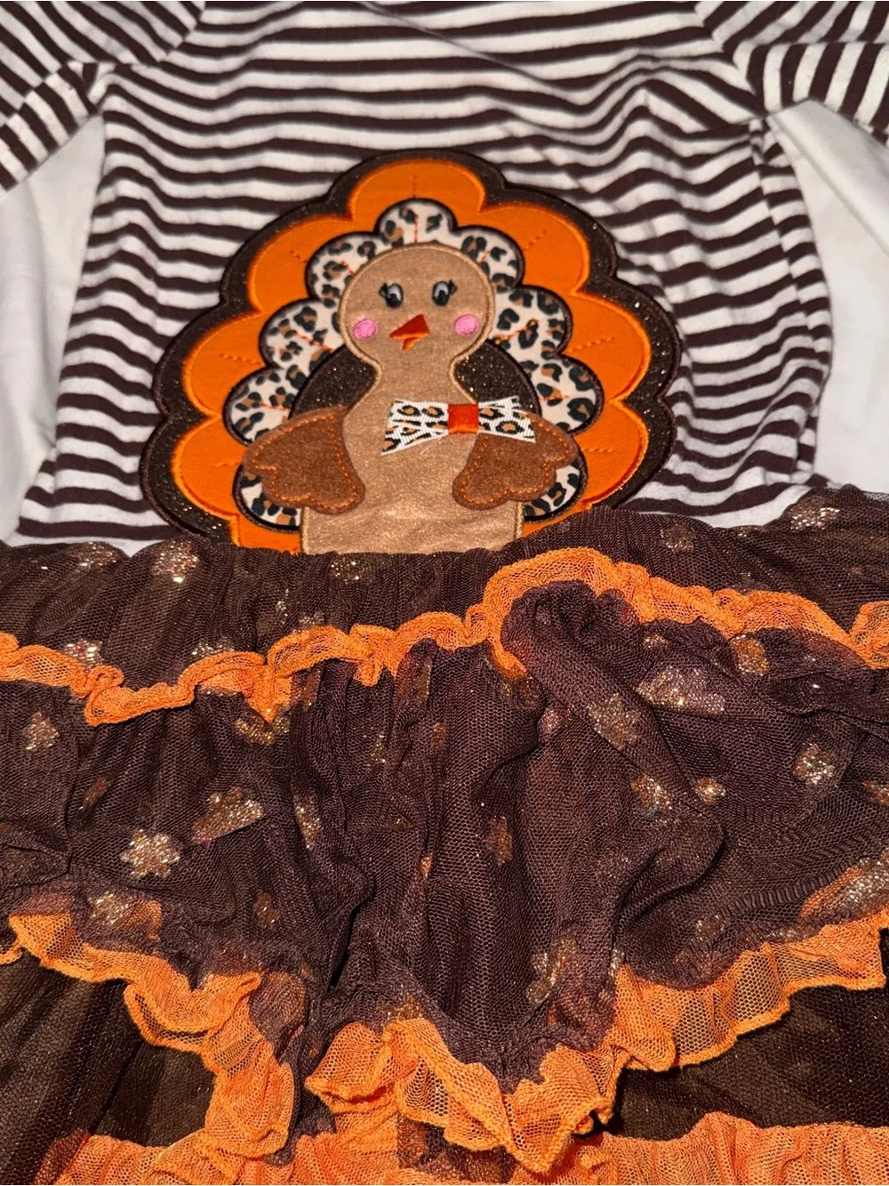 Emily Rose Brown & Orange Striped Turkey Tutu Dress